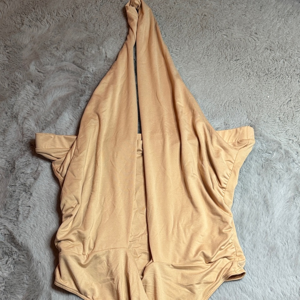 Beige Halter Twist Neck Tube Top